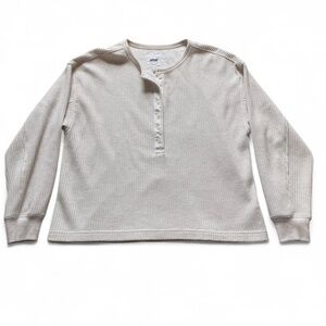 Like New Beige Aerie Waffle knit Henley top